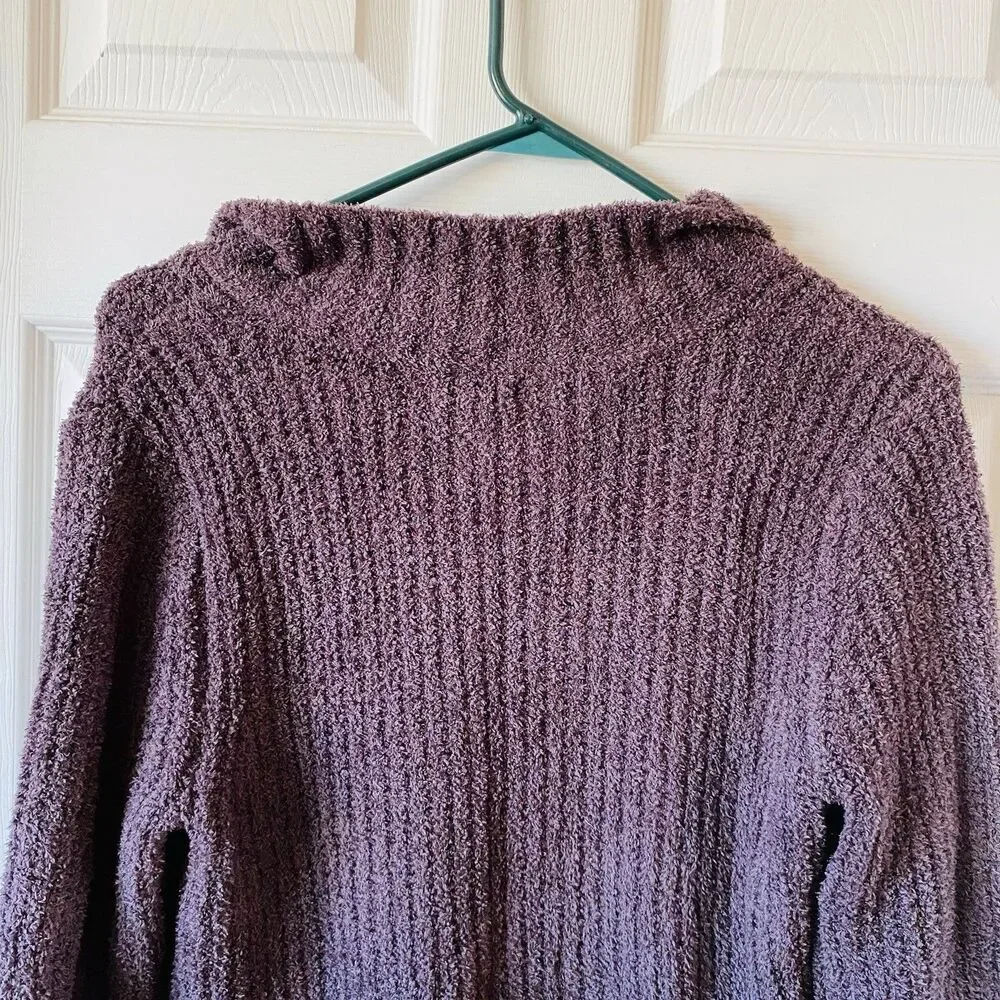 Maurices Sweater Women’s Size Medium Stretch V Neck Loose Knit Deep Purple